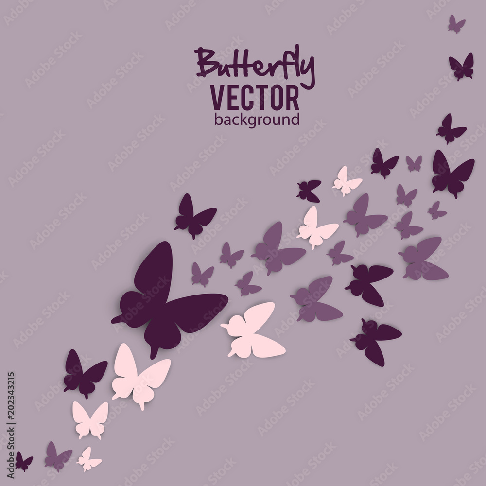 Beautiful summer background with white paper butterfly