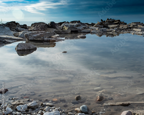 Rocky Beach with reflective water