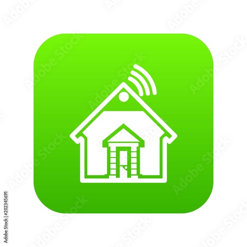 Home icon green vector isolated on white background