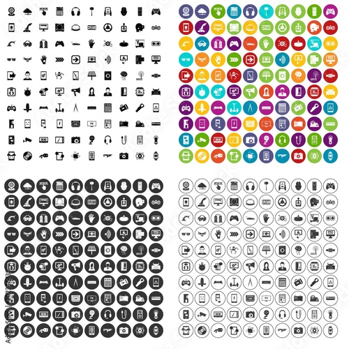 100 gadget icons set vector in 4 variant for any web design isolated on white