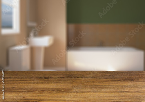 Empty wooden table. Flooring. Background with wooden table.