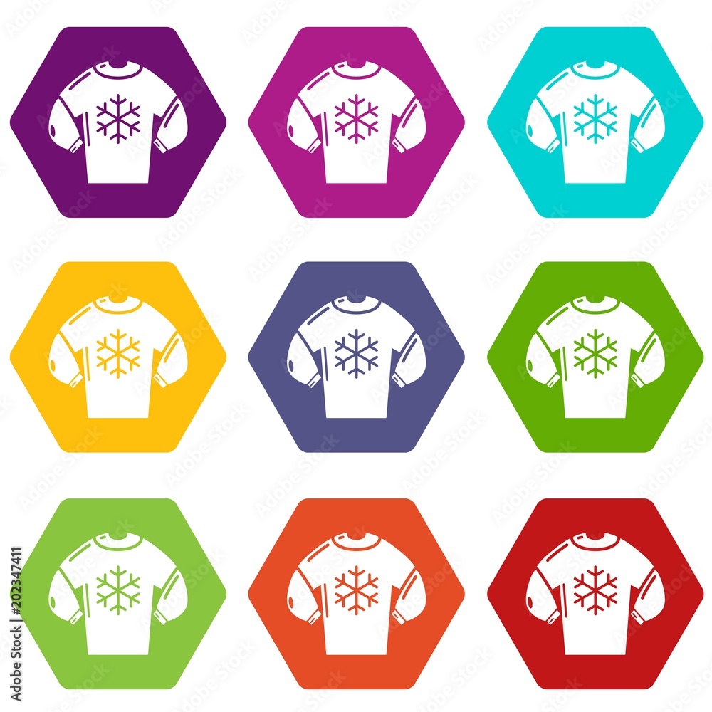 Sweater icons 9 set coloful isolated on white for web Sweater icons 9 set coloful isolated on white for web
