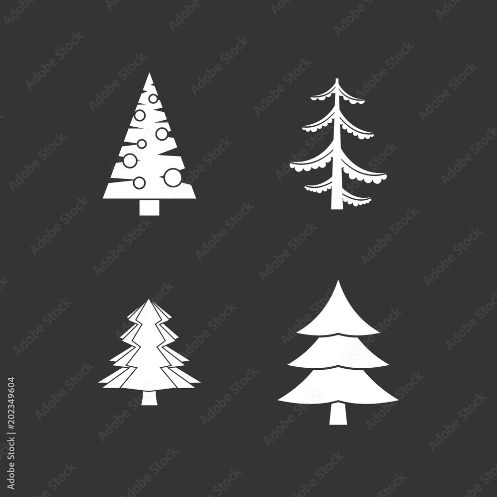 Fir tree icon set vector white isolated on grey background Fir tree icon set vector white isolated on grey background