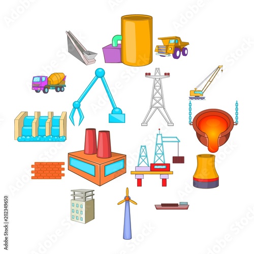 Idustry icons set. Cartoon illustration of 16 industry vector icons for web