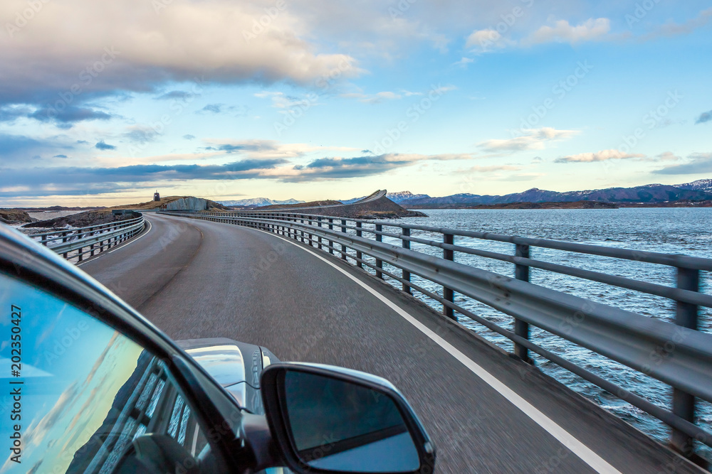 Fantastic bridge through fjord on the Atlantic road in Norway 