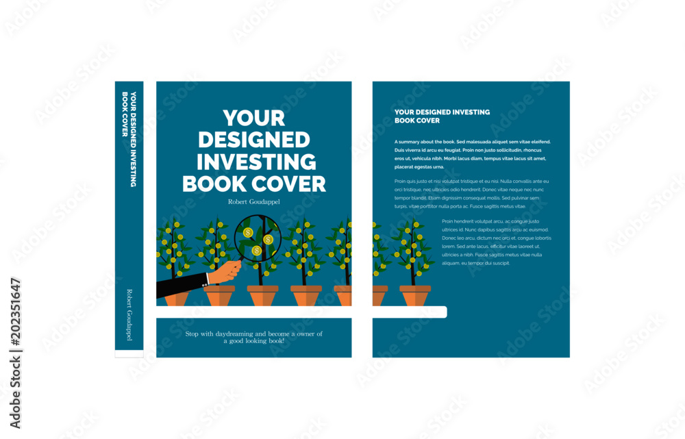 Blue Vector Concept Investing Book Cover Illustration