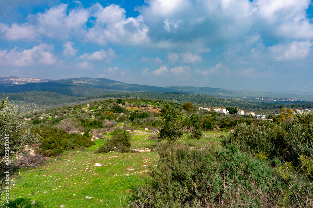 view of the Jezreel  Valley from the  height of Mount Tabor, Lower Galilee, Israel