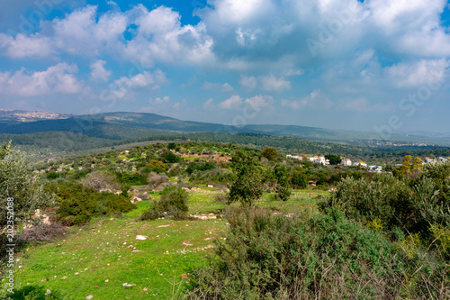 фотографія view of the Jezreel  Valley from the  height of Mount Tabor, Lower Galilee, Isra