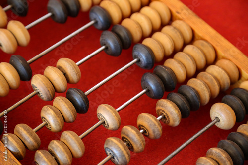 Old retro abacus close up. Business concept.