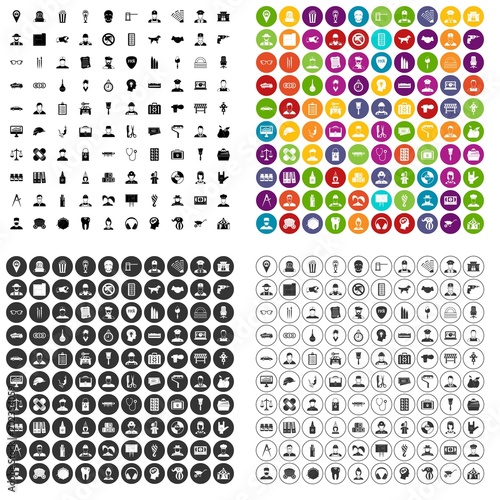 Fototapeta Naklejka Na Ścianę i Meble -  100 good job icons set vector in 4 variant for any web design isolated on white