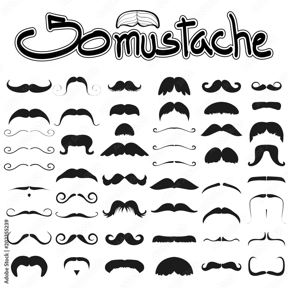 Big set of mustache vector on white background set 2 , hipster m Big set of mustache vector on white background set 2 , hipster m