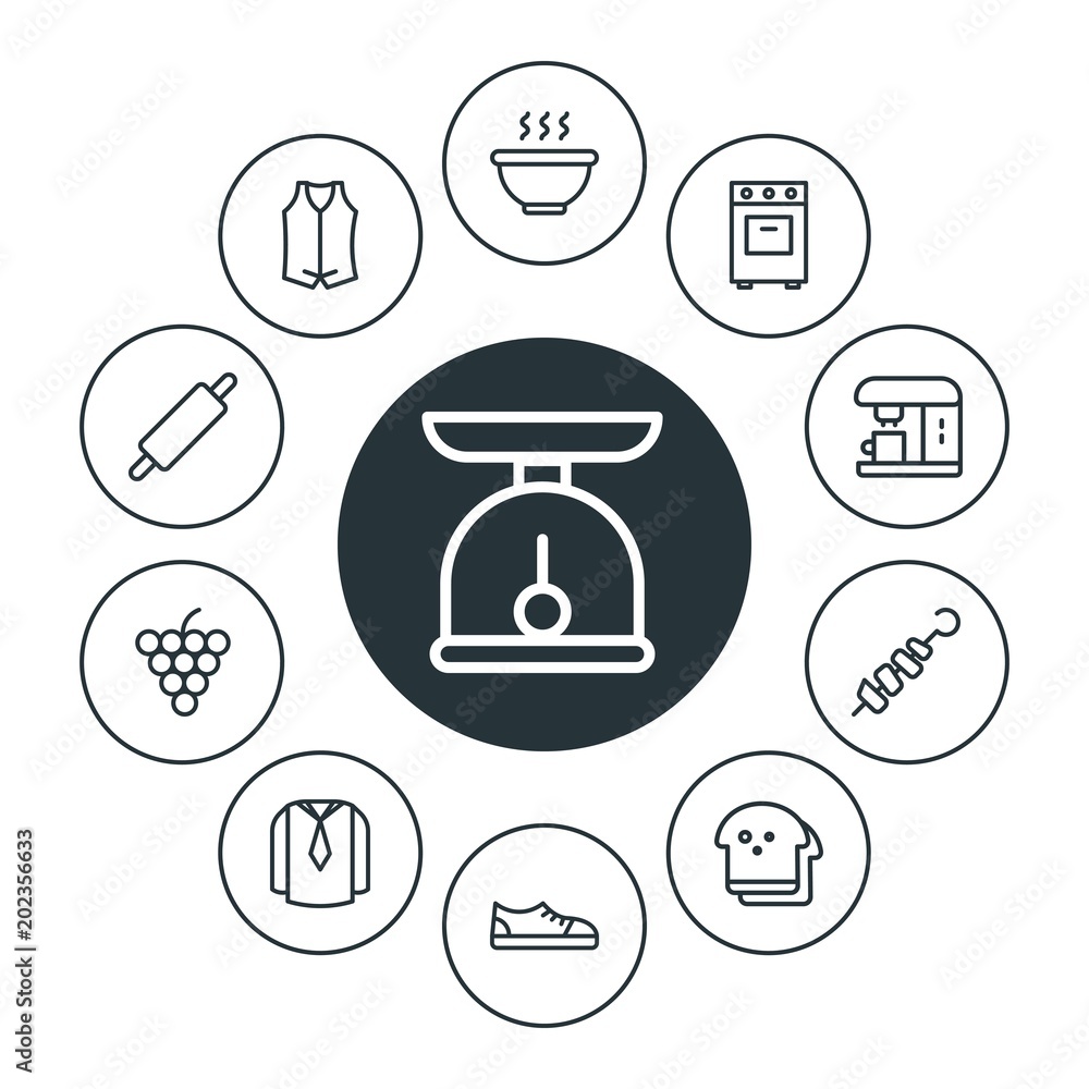 Fototapeta food, clothes, drinks Infographic Circle outline Icons Set