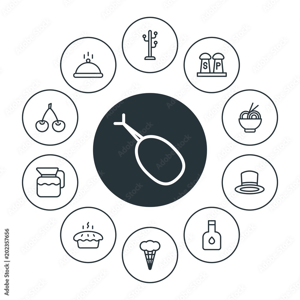 Obraz na plátně food, clothes, drinks Infographic Circle outline Icons Set