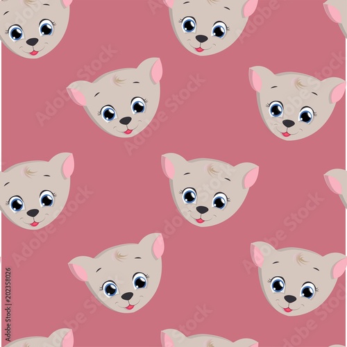 seamless pattern cute cat . vector illustration