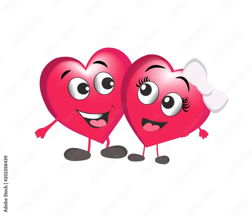 cartoon happy hearts hugging. vector illustration cartoon happy hearts hugging. vector illustration