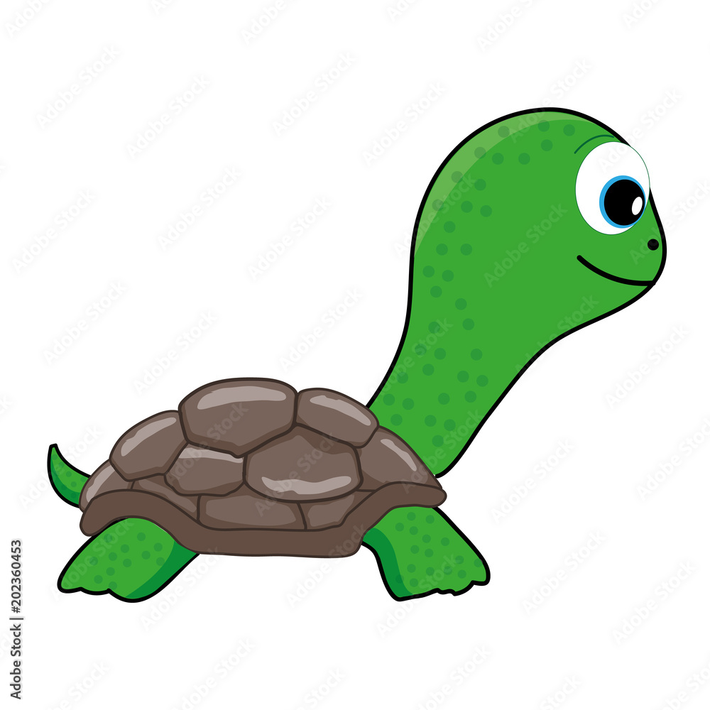 Cute Green Turtle cartoon, Clip Art Stock Vector | Adobe Stock