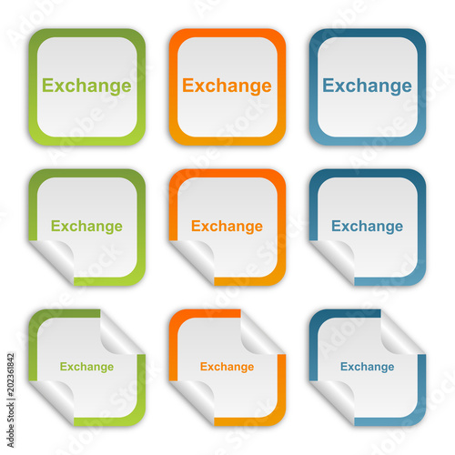 Aufkleber Set - grün orange blau - Austausch