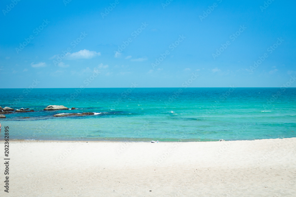 Sea White sand beach with blue sea Chaweng Beach, Koh Samui, Thailand