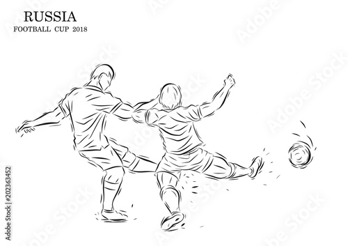 Football player vector by hand drawing.Soccer sport sketch on white background.