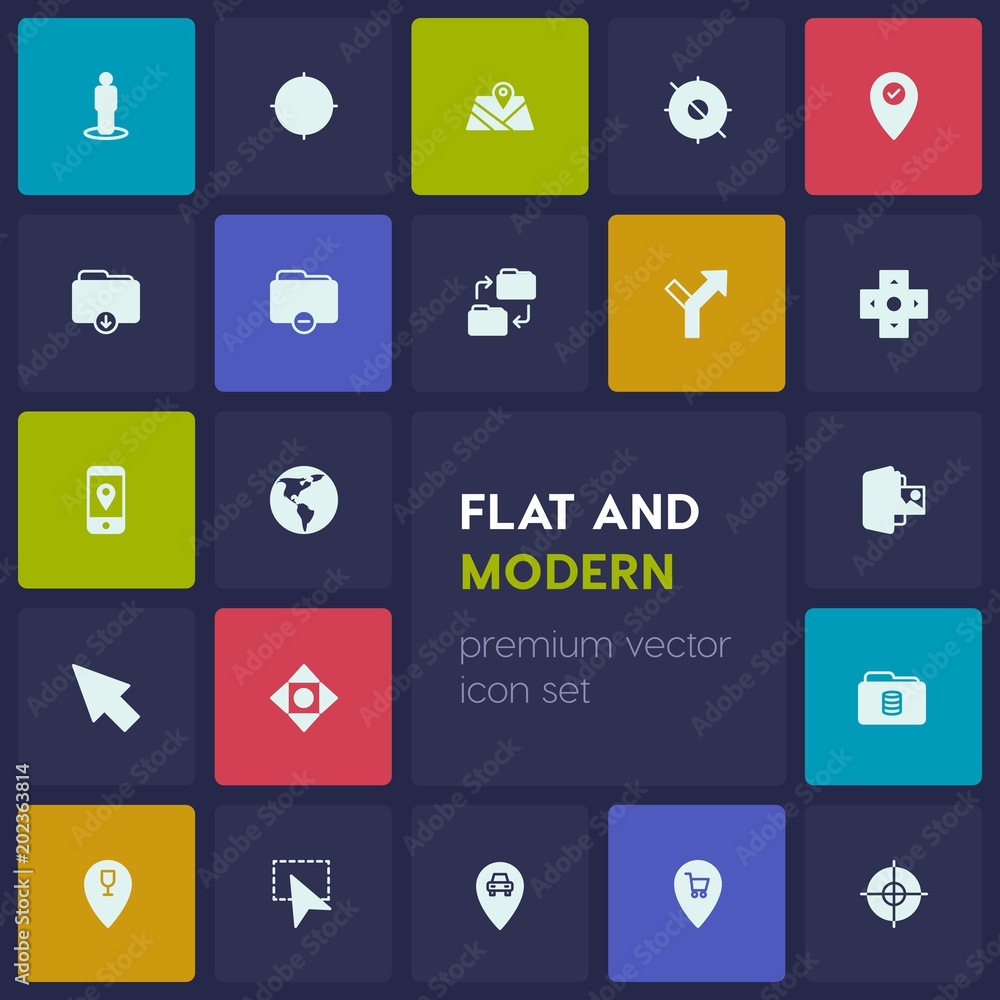 Modern Simple Set of location, folder, cursors Vector fill Icons. Contains such Icons as world, folder, map, target, change, click, gps and more on dark background. Fully Editable. Pixel Perfect Modern Simple Set of location, folder, cursors Vector fill Icons. Contains such Icons as world, folder, map, target, change, click, gps and more on dark background. Fully Editable. Pixel Perfect