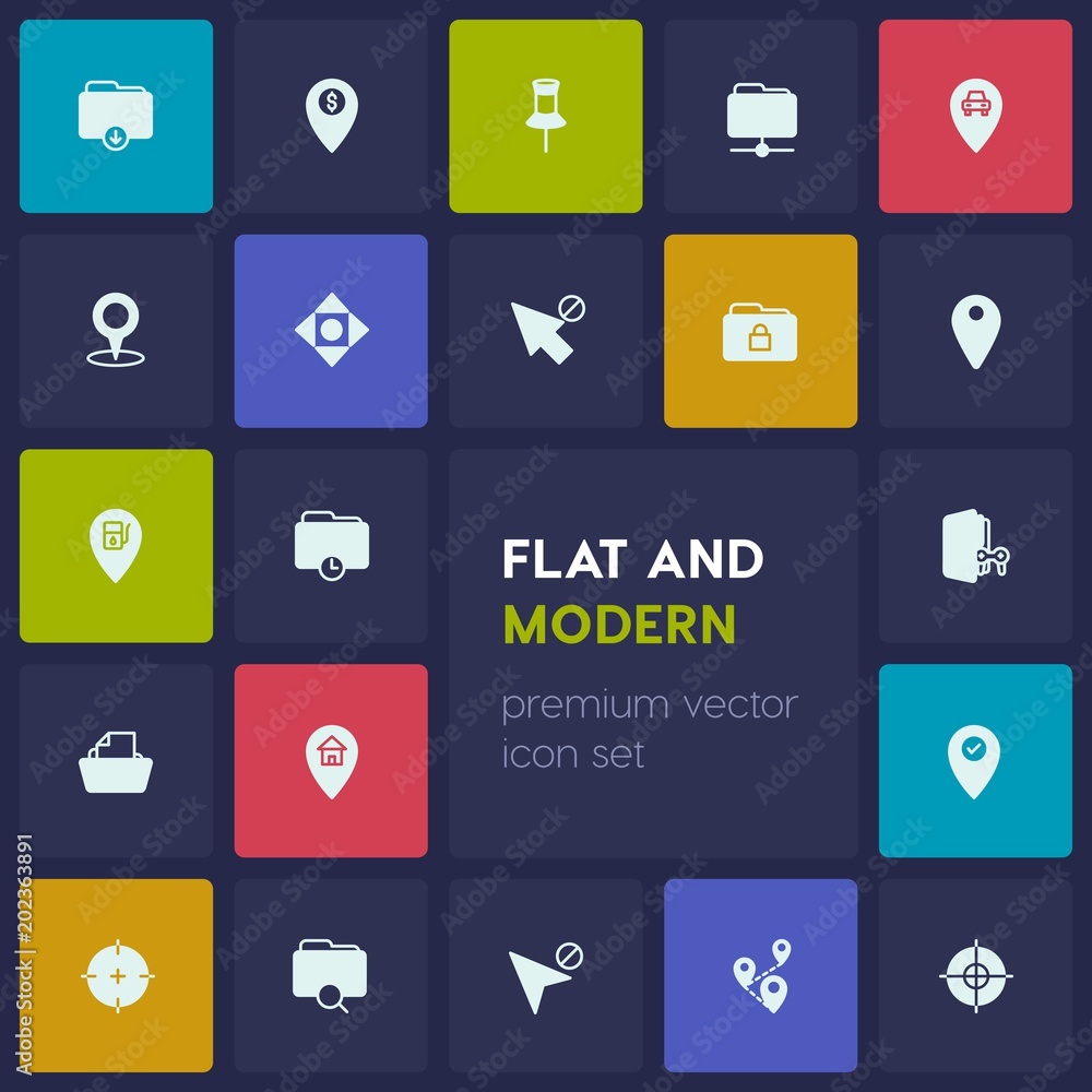 Modern Simple Set of location, folder, cursors Vector fill Icons. Contains such Icons as folder, car, lock, house, web, work, file and more on dark background. Fully Editable. Pixel Perfect Modern Simple Set of location, folder, cursors Vector fill Icons. Contains such Icons as folder, car, lock, house, web, work, file and more on dark background. Fully Editable. Pixel Perfect
