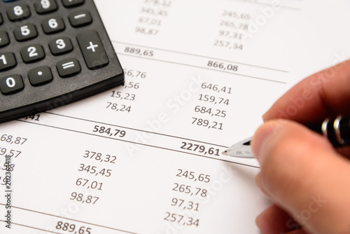 Accounting equipment in use. Important work material in many professions.