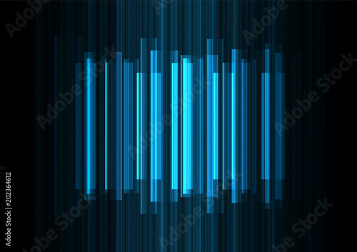blue frequency bar overlap in dark background  stripe layer backdrop  technology template  vector illustration