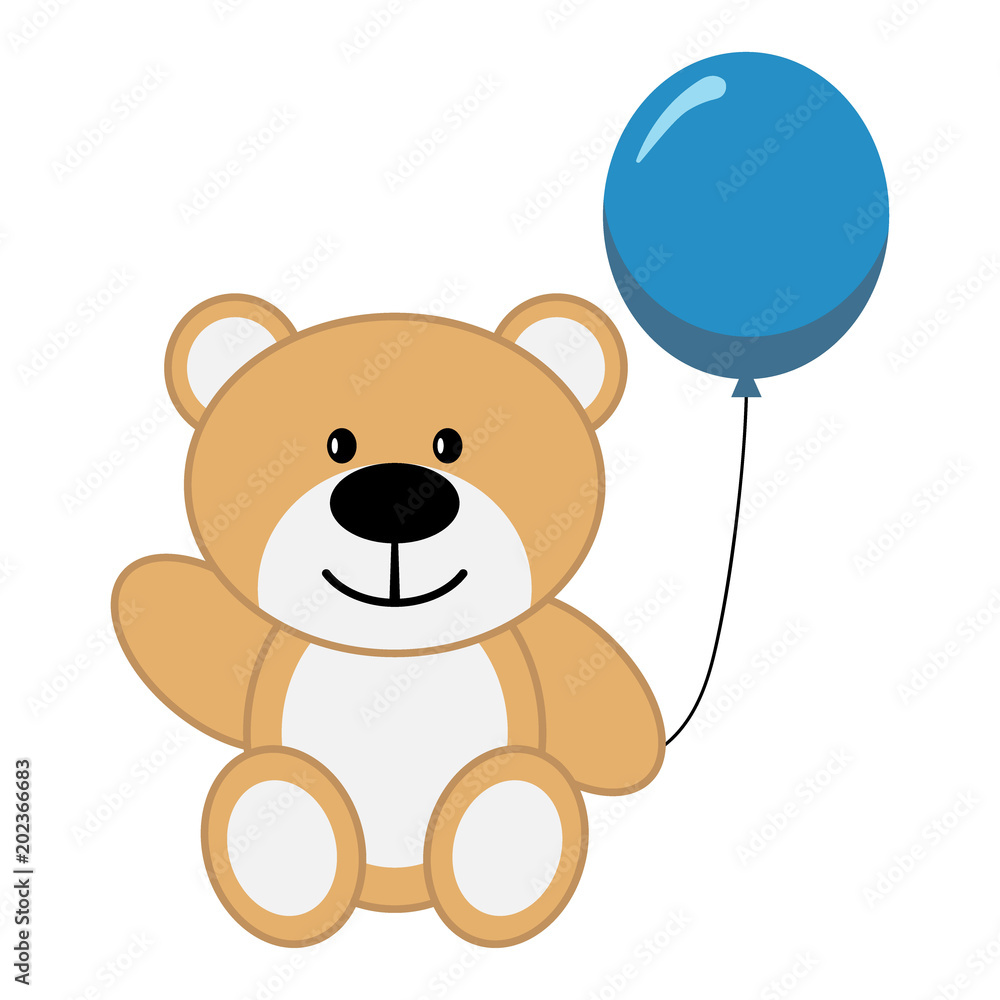 Toy bear with blue air balloon Toy bear with blue air balloon