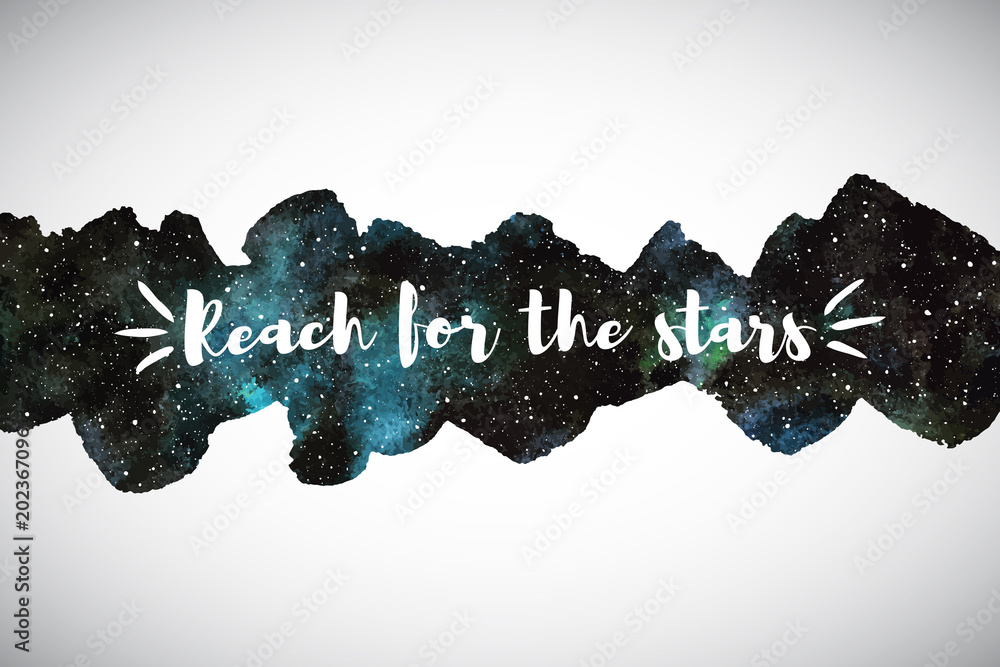 Cosmic, cosmos, astro watercolor vector background. Border with ...