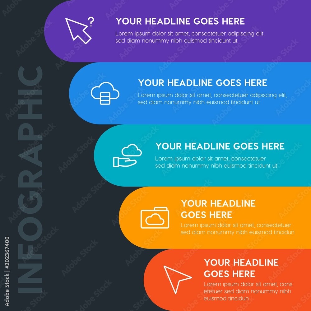 Flat cloud and networking, cursors, email infographic steps template with 5 options for presentations, advertising, annual reports. Flat cloud and networking, cursors, email infographic steps template with 5 options for presentations, advertising, annual reports.
