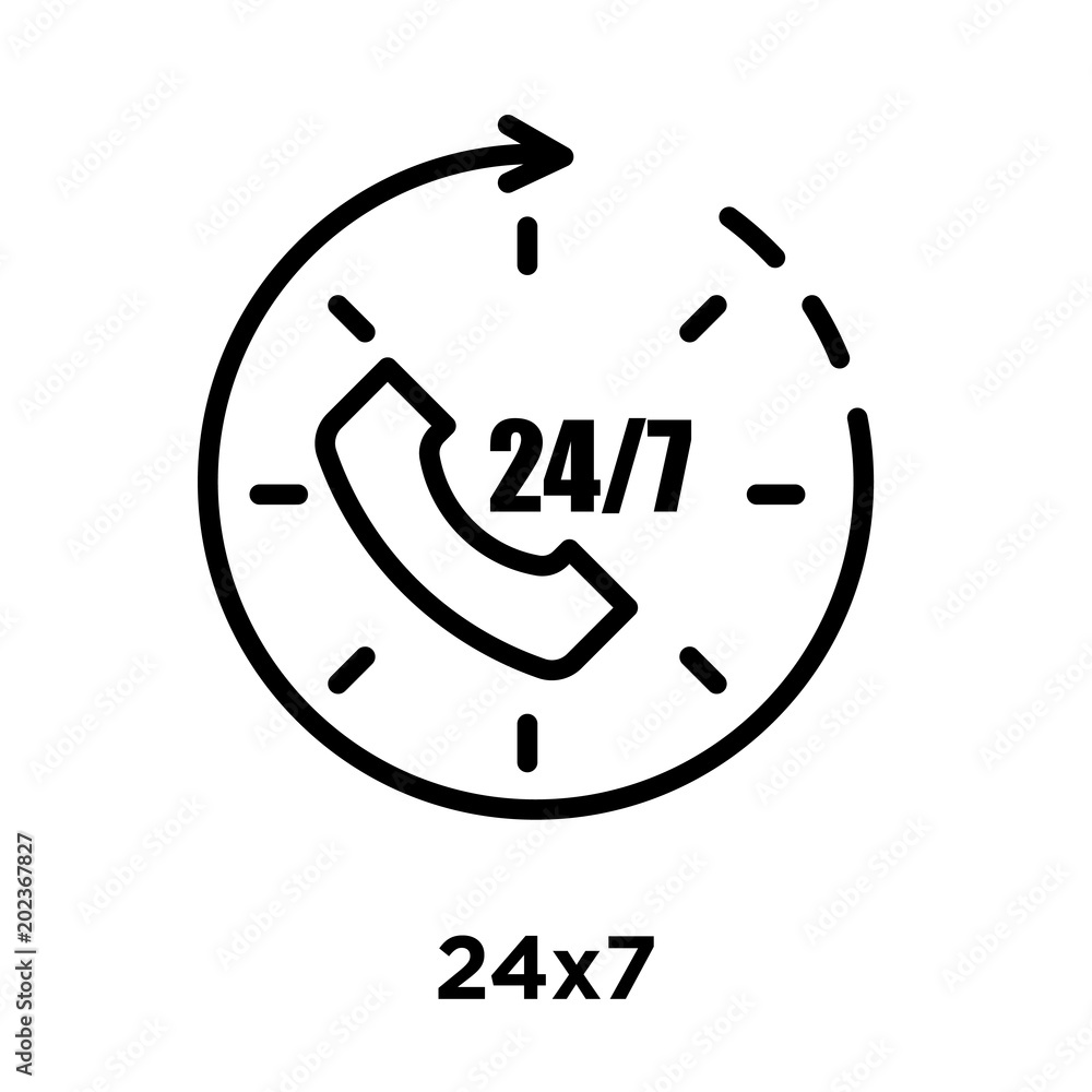 24x7 icon isolated on white background 24x7 icon isolated on white background