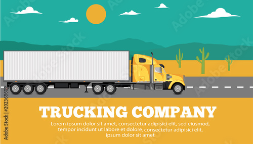 Trucking company banner with container truck