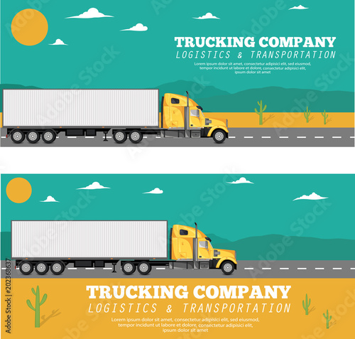 Trucking company flyers with container truck