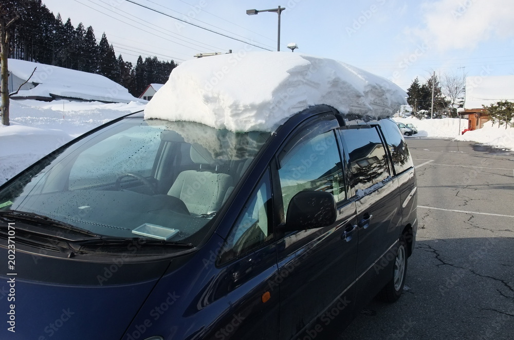 雪に埋まった自動車 雪に埋まった自動車