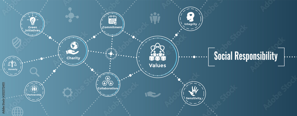 Social Responsibility Solid Icon Set - Honesty, integrity, collaboration, Web banner header Social Responsibility Solid Icon Set - Honesty, integrity, collaboration, Web banner header