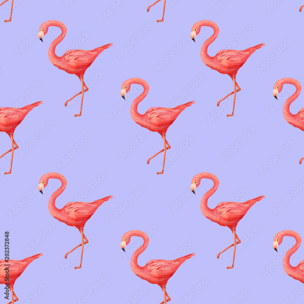 Obraz premium Flamingo, seamless backfground, pattern