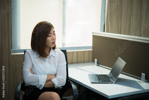 Beautiful asian woman working in a office,Thailand people,Business woman work at company