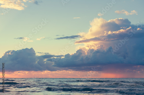 Beatiful sunset with clouds over the Baltic sea