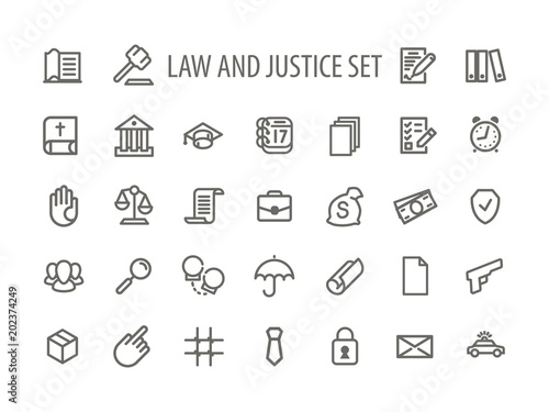 Law and Justice Icons Set Line Vector