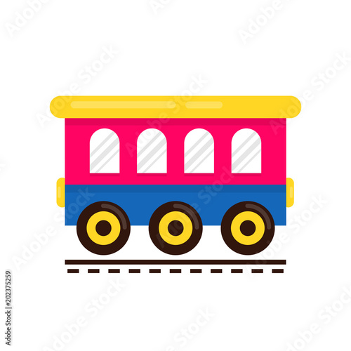 cartoon cute railway carriage on rails