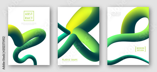 Liquid colorful shapes. Trendy abstract backgrounds. Futuristic design posters with gradient wave. Set of posters with fluid shapes. Modern background for banner, cover design, poster, web design
