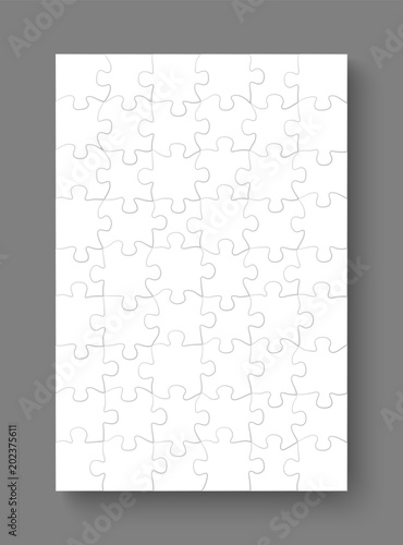 Jigsaw puzzle mockup templates, 54 pieces, vector illustration