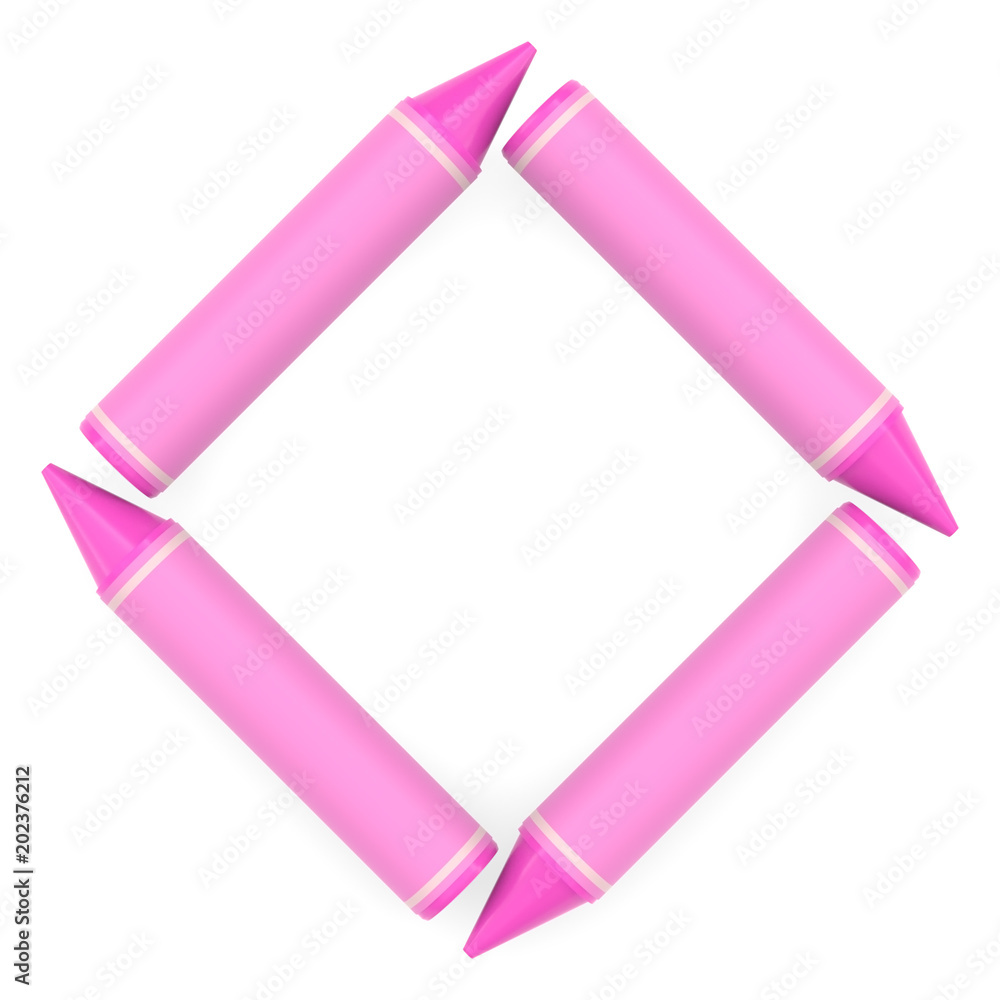 Pink wax crayon font set symbol - rhombus shape or diamond on white background, 3D rendered Pink wax crayon font set symbol - rhombus shape or diamond on white background, 3D rendered