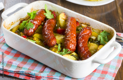 roasted sausage with potatoes