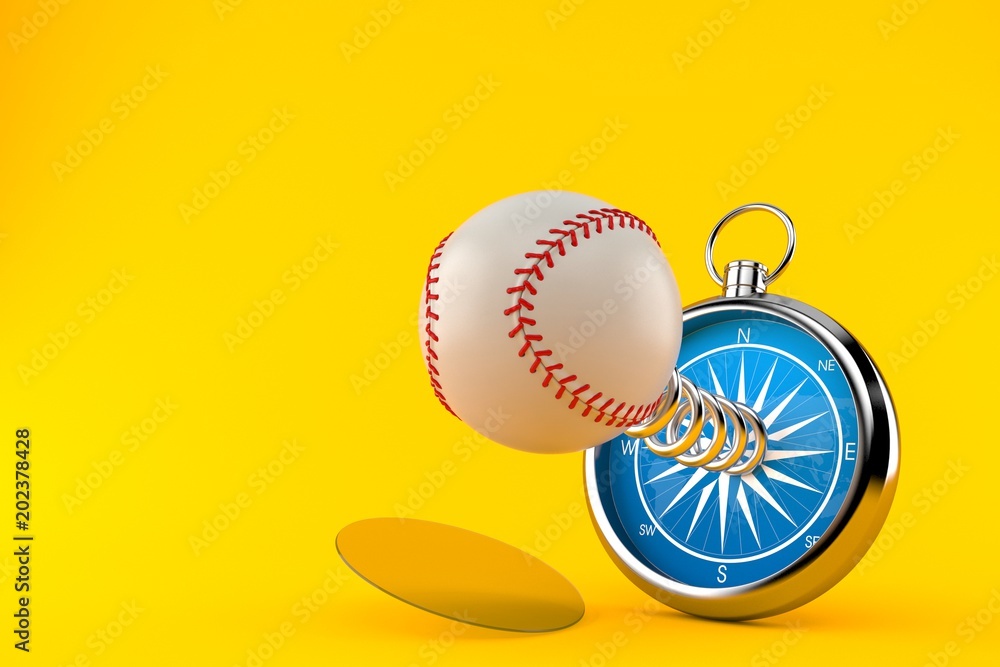 Baseball ball with compass