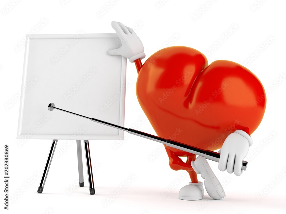 Fotografie Heart character with blank whiteboard