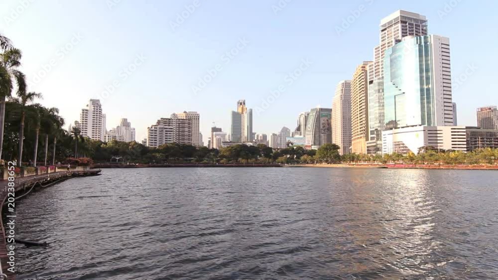 Lake view park in city with sunlight Lake view park in city with sunlight