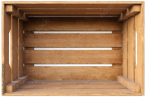 wooden box isolated on white background. 3D illustration.