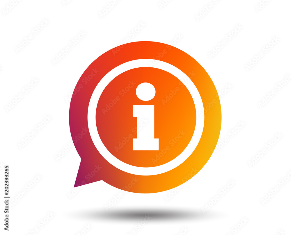 Information sign icon. Info speech bubble symbol. Blurred gradient design element. Vivid graphic flat icon. Vector Information sign icon. Info speech bubble symbol. Blurred gradient design element. Vivid graphic flat icon. Vector