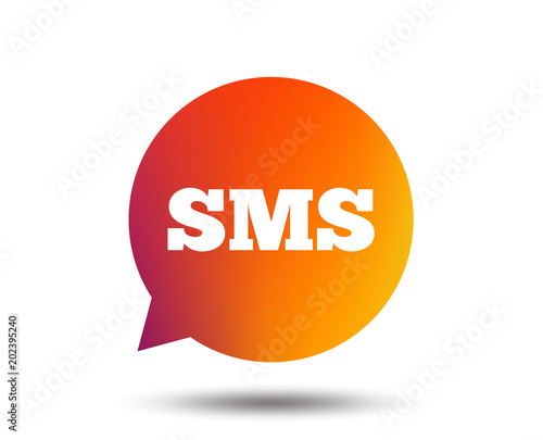 SMS speech bubble icon. Information message symbol. Blurred gradient design element. Vivid graphic flat icon. Vector